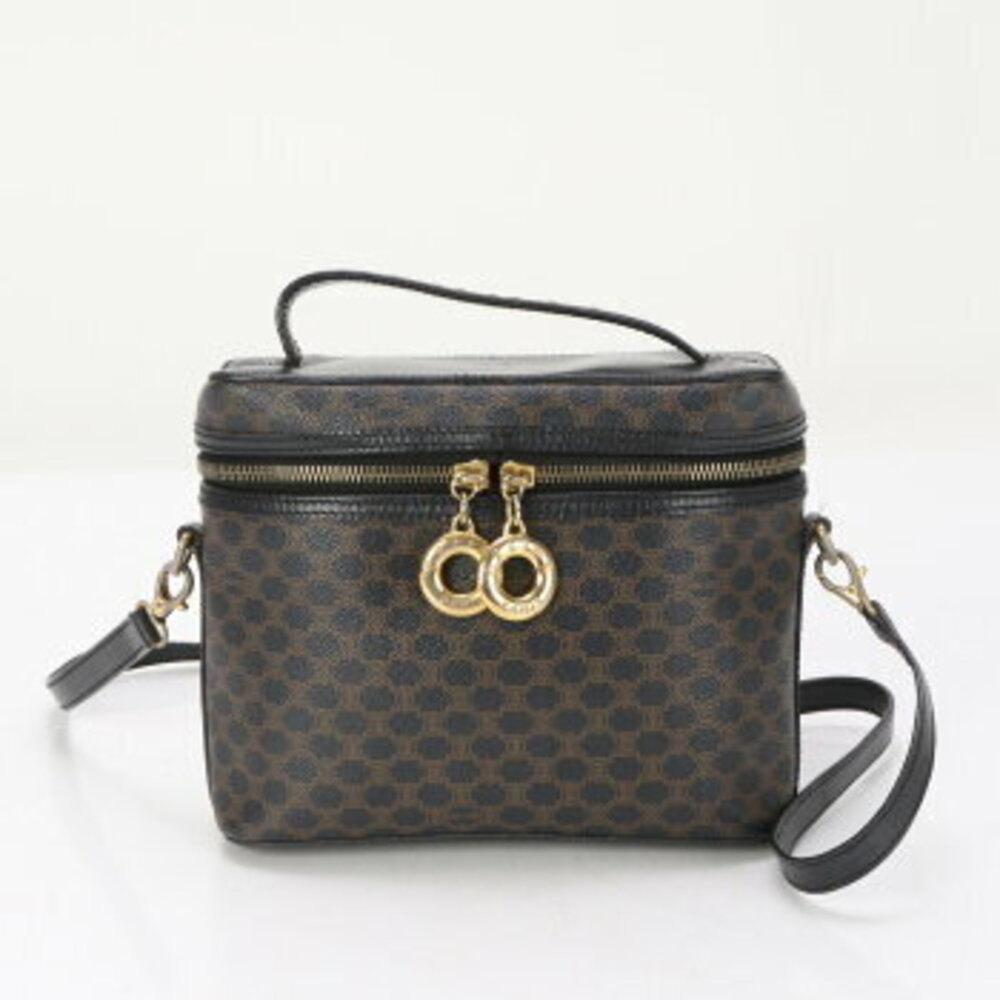 Celine Macadam Vanity Crossbody Tote Shoulder Bag Black M